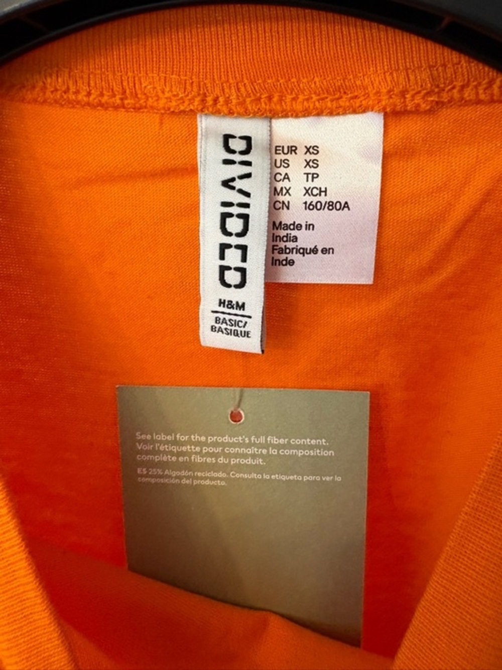 New H&M Orange Crewneck Cropped T-Shirt Size Small Cotton - Picture 9 of 12